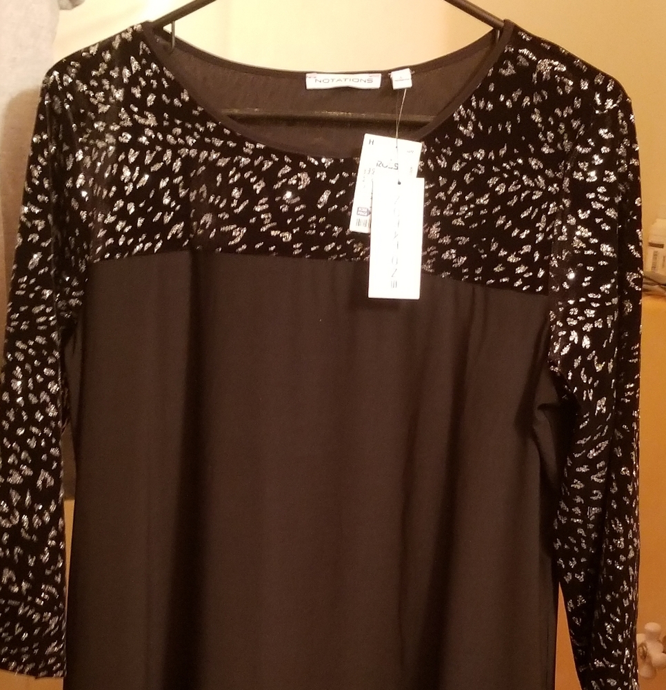 Notations long sleeve black shirt NWT